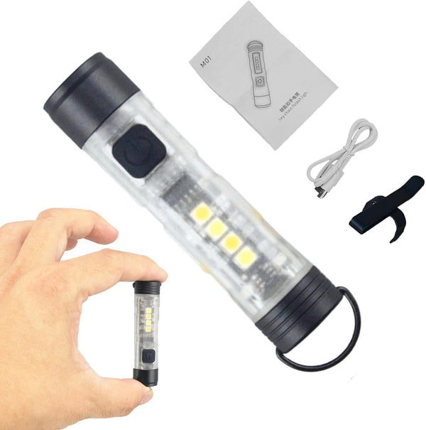 Compact USB Rechargeable Waterproof LED Keychain Flashlight